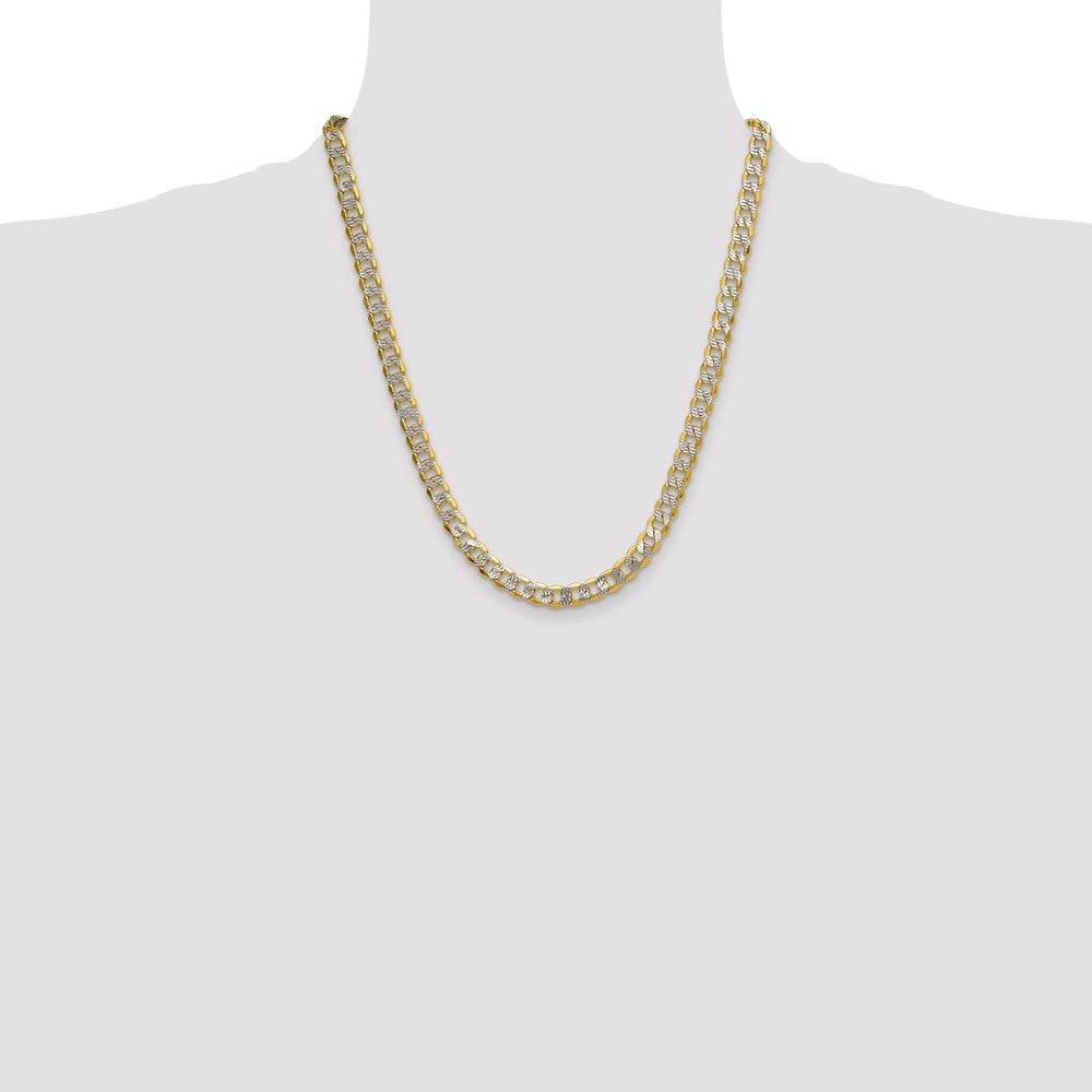 Shop 14K Gold 7.75mm Semi-Solid Rhodium-Plated Curb Chain - Stylish Value!