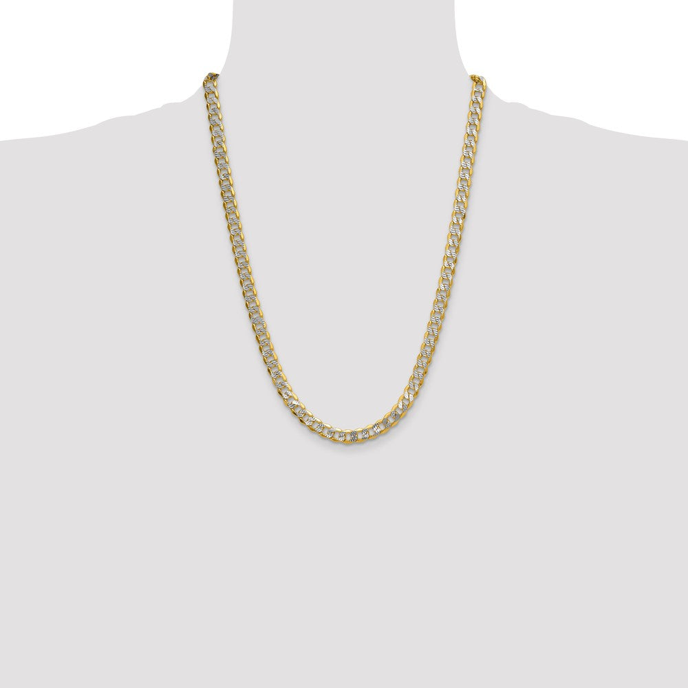 High-Quality 14K Gold 7.75mm Rhodium-Plated Curb Chain - Stylish Value!