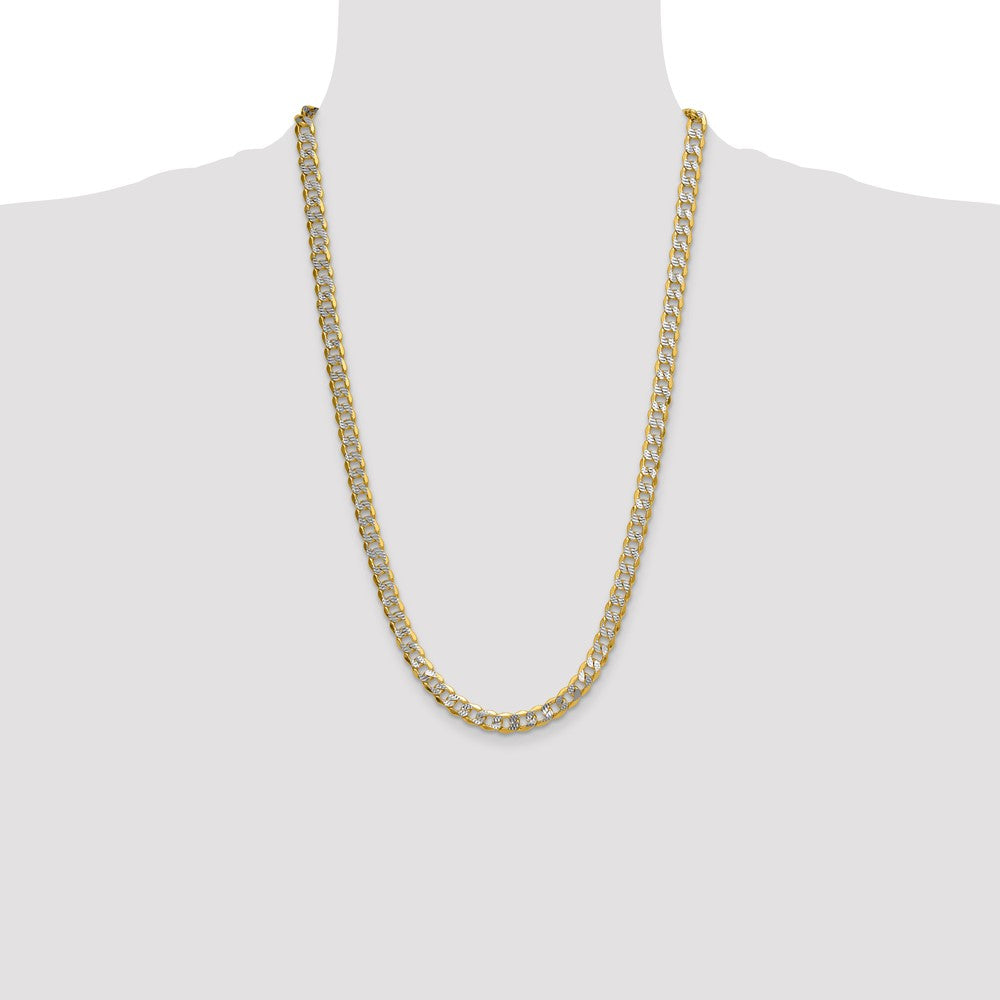 High-Quality 14K Gold 7.75mm Rhodium-Plated Curb Chain | Luxury Value Piece
