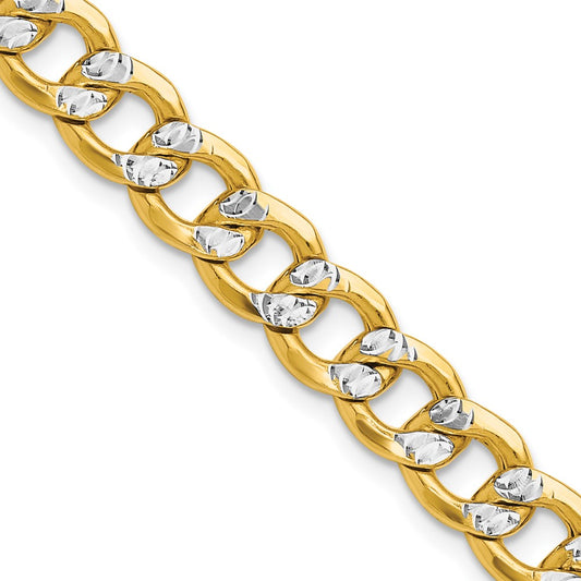 Shop 14K Gold 7.75mm Semi-Solid Rhodium-Plated Curb Chain - Stylish Value!