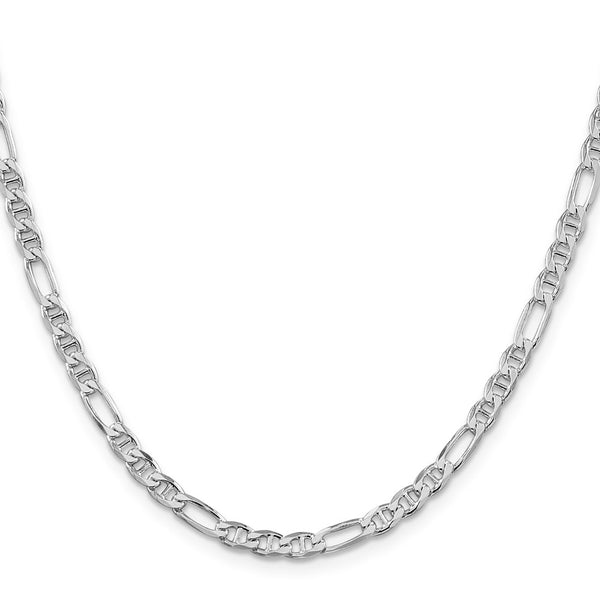 Rhodium-Plated Sterling Silver Figaro Anchor Chain 3.75mm