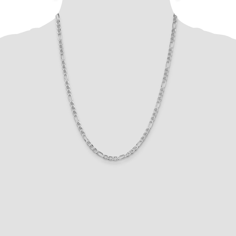 High-Quality Rhodium-Plated Sterling Silver Figaro Anchor Chain 3.75mm - Stylish Value!