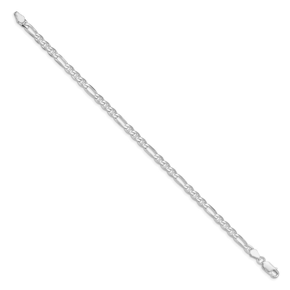 Buy Stylish Rhodium-Plated Sterling Silver 3.75mm Figaro Chain - Affordable Luxury!