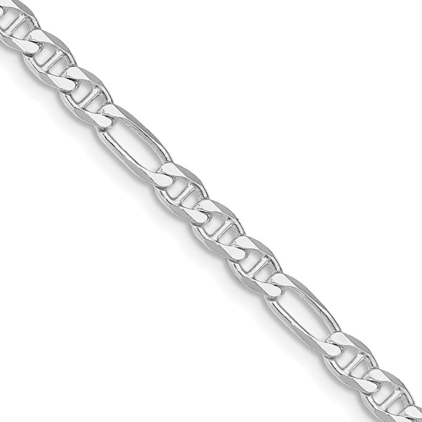 Rhodium-Plated Sterling Silver Figaro Anchor Chain 3.75mm