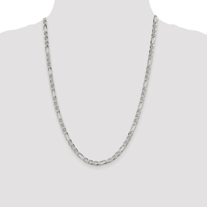Buy Stylish 4.5mm Sterling Silver Figaro Anchor Link Chain - Affordable Luxury!-4