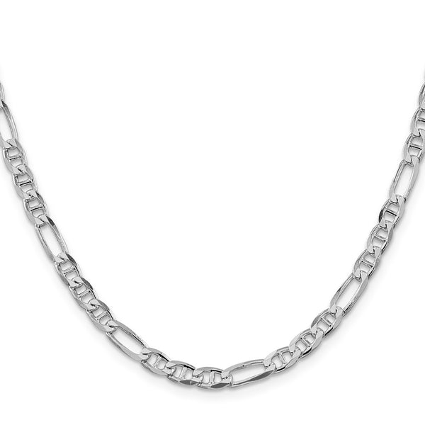 4.5mm Rhodium-Plated Sterling Silver Figaro Anchor Chain