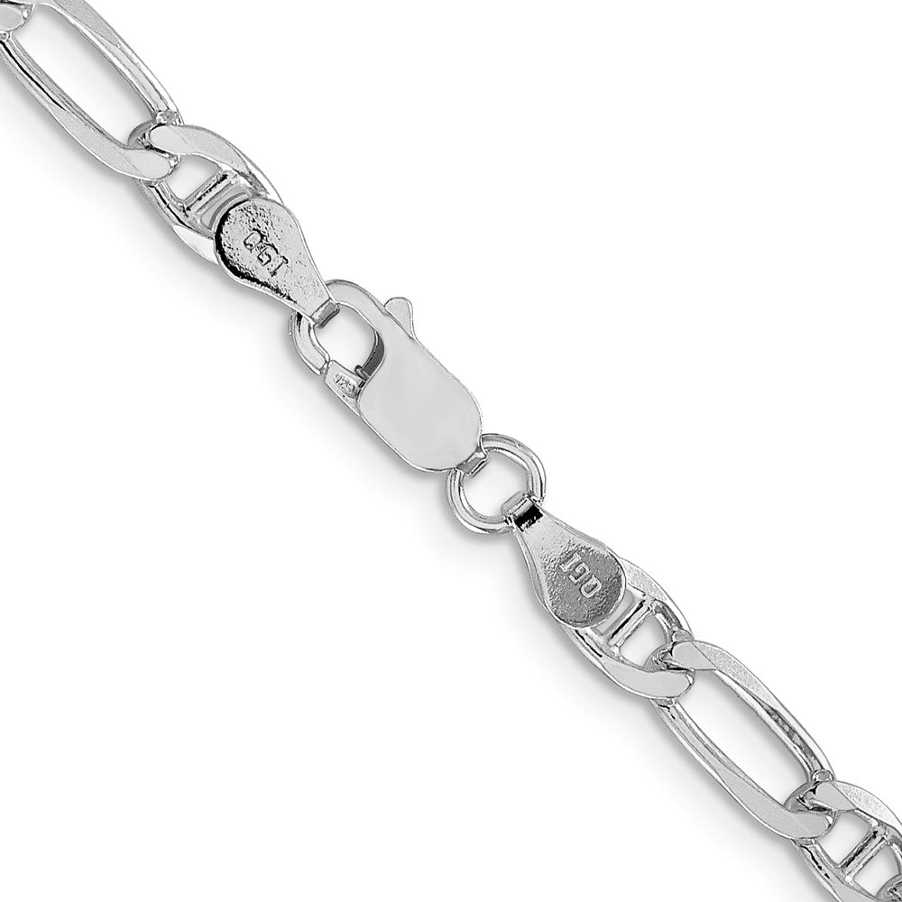 Buy Stylish 4.5mm Rhodium-Plated Sterling Silver Figaro Anchor Chain