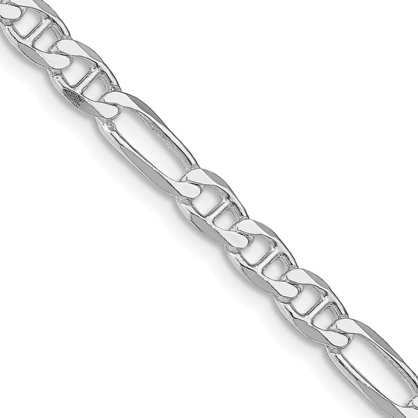 4.5mm Rhodium-Plated Sterling Silver Figaro Anchor Chain