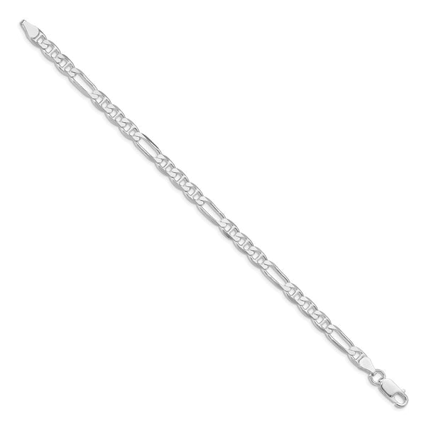5.5mm Rhodium-Plated Sterling Silver Figaro Anchor Chain
