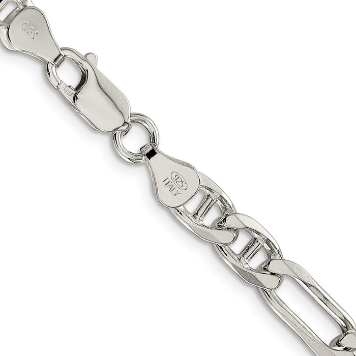 Buy Stylish 6.5mm Sterling Silver Figaro Anchor Link Chain - Luxury Value-3