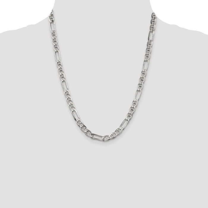 Buy Stylish 6.5mm Sterling Silver Figaro Anchor Link Chain - Affordable Luxury-4
