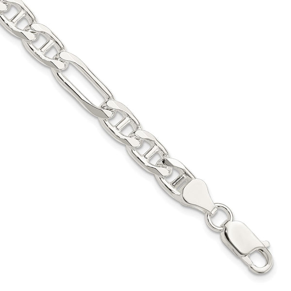 Sterling Silver 6.5mm Figaro Anchor Link Chain