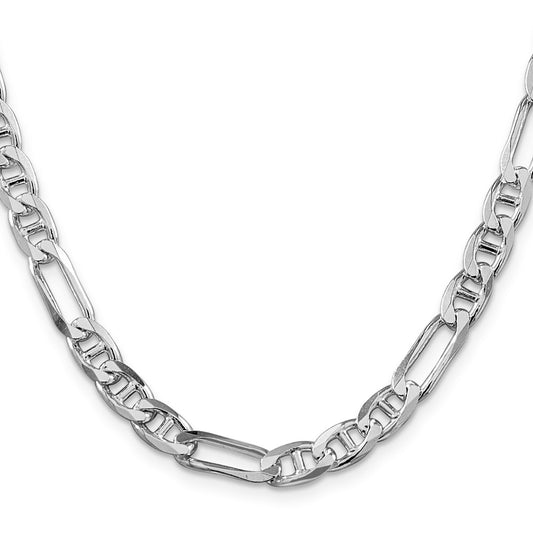 Buy Affordable Rhodium-Plated Sterling Silver 6.5mm Figaro Anchor Chain