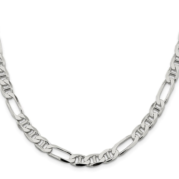 7.5mm Figaro Anchor Link Chain - Sterling Silver