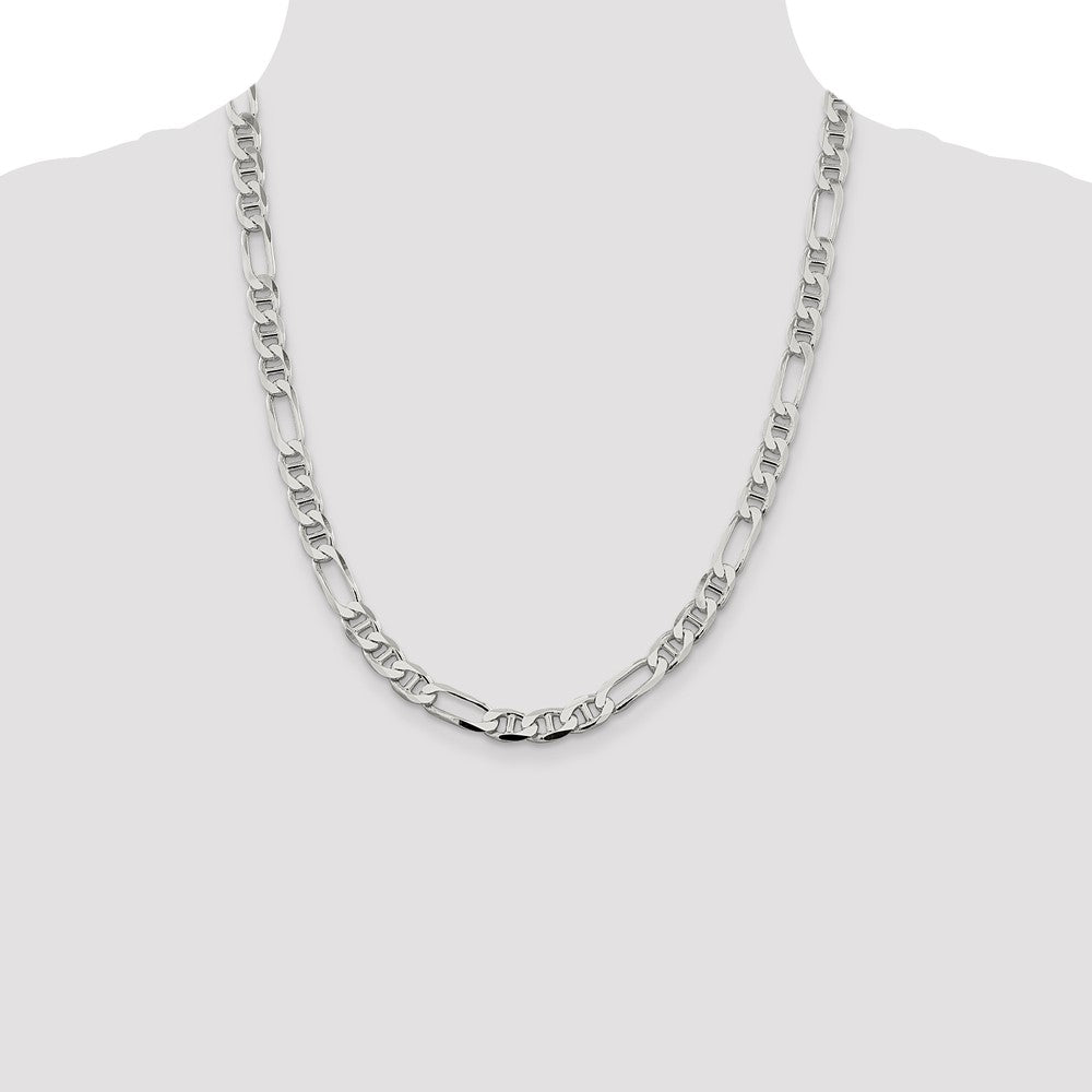 Buy Stylish 7.5mm Sterling Silver Figaro Anchor Link Chain - Affordable Luxury