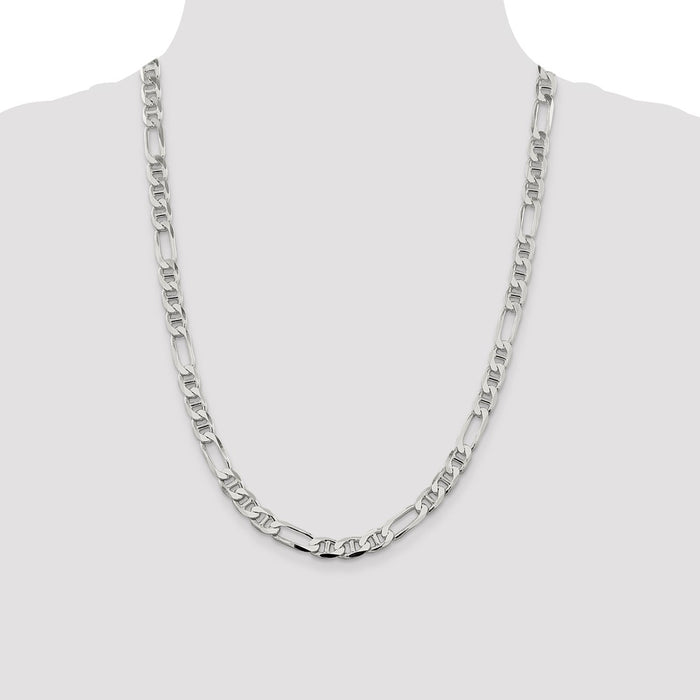 Buy Stylish Sterling Silver 7.5mm Figaro Anchor Link Chain - Luxury Value-4