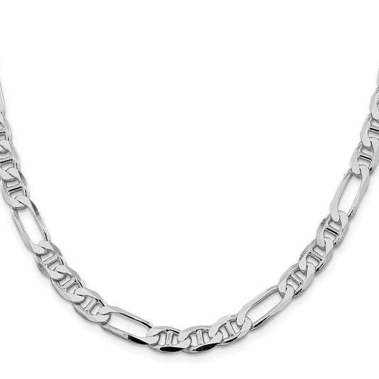 Buy Stylish Rhodium-Plated Sterling Silver 7.5mm Figaro Anchor Chain - Luxury Value!