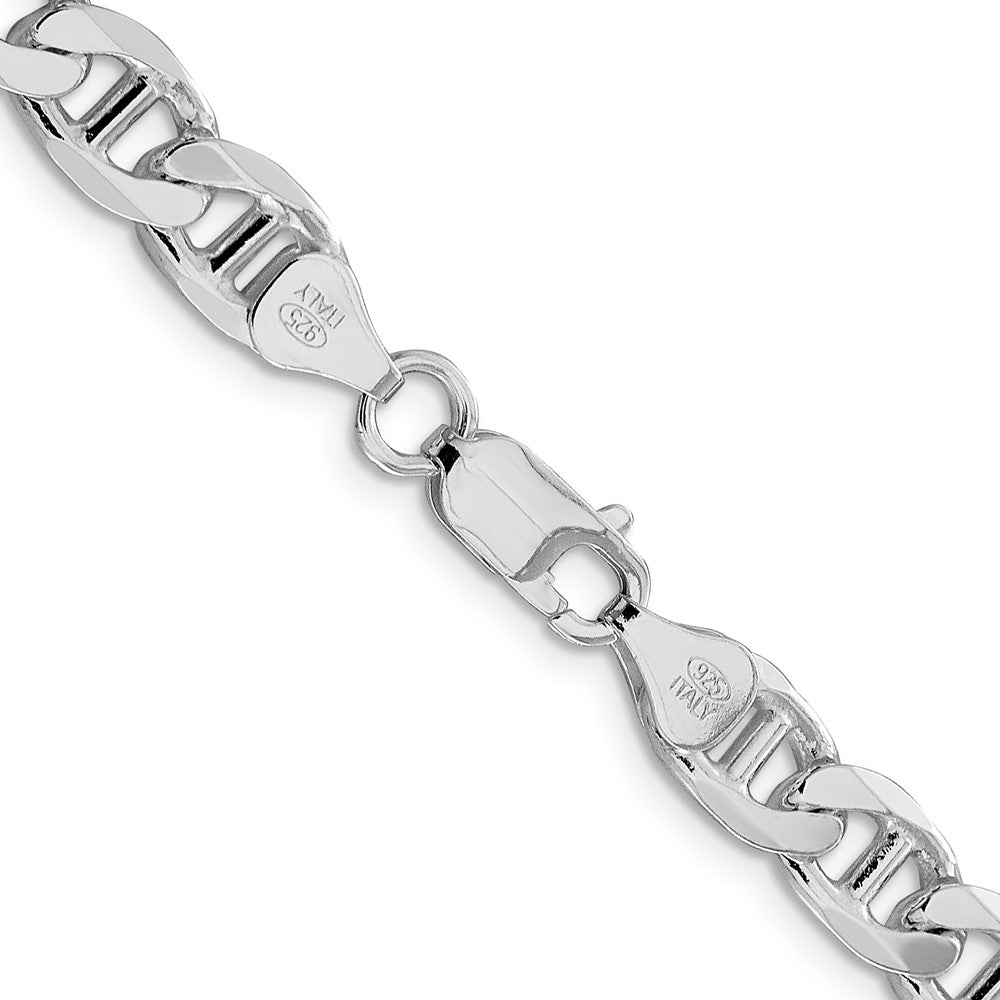 High-Quality Rhodium-Plated Sterling Silver Figaro Chain 7.5mm - Stylish Value!