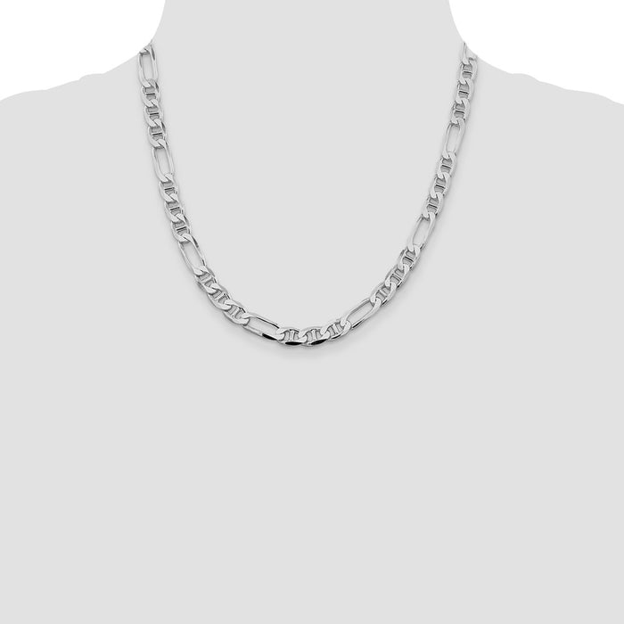 Buy Stylish Rhodium-Plated Sterling Silver 7.5mm Figaro Anchor Chain - Luxury Value!-4