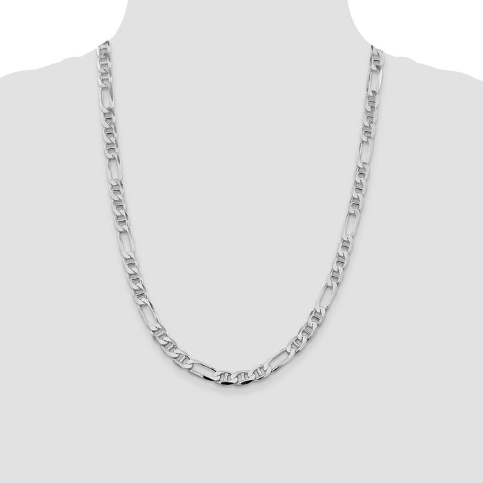 Exclusive Rhodium-Plated Sterling Silver 7.5mm Figaro Anchor Chain - Stylish Value-4