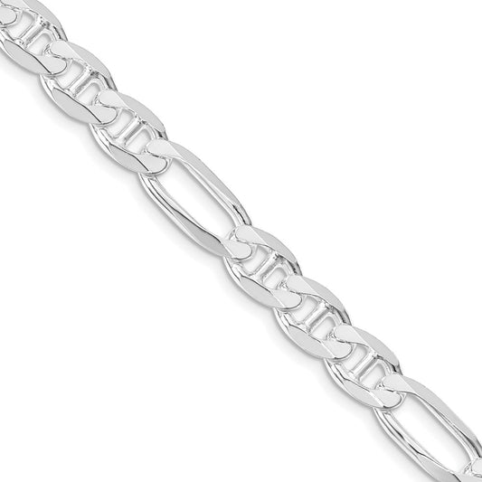 Buy Stylish Rhodium-Plated Sterling Silver 7.5mm Figaro Anchor Chain - Luxury Value!