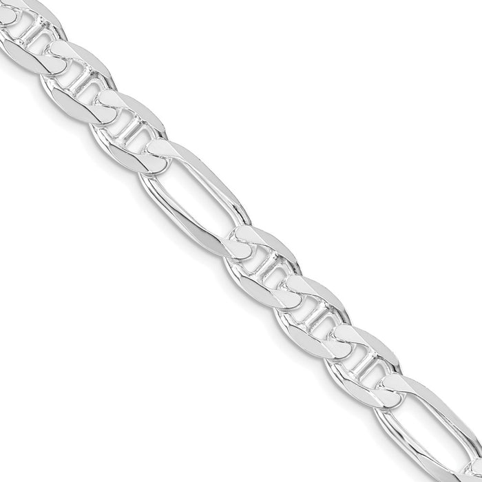 Buy Stylish Rhodium-Plated Sterling Silver 7.5mm Figaro Anchor Chain - Luxury Value!-1