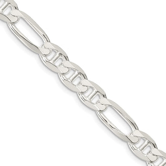 Exclusive 7.5mm Sterling Silver Figaro Anchor Link Chain - Stylish Value