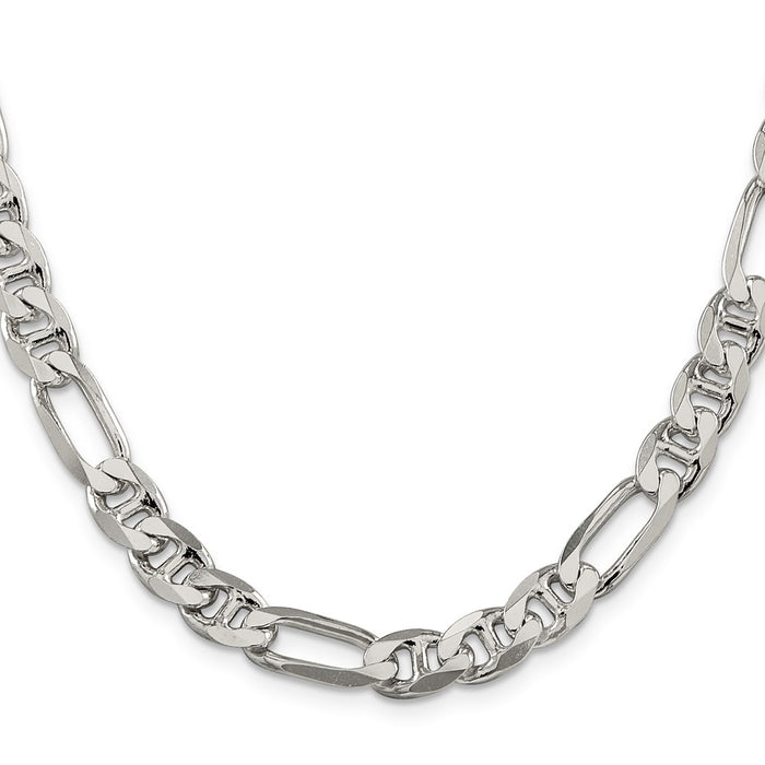Buy Stylish 8.25mm Sterling Silver Figaro Anchor Link Chain - Affordable Luxury-2