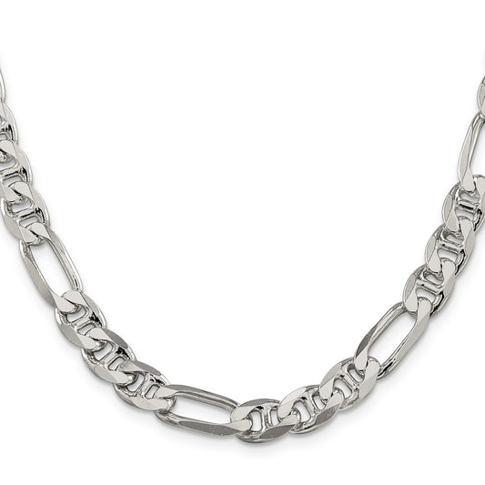 Buy Stylish 8.25mm Sterling Silver Figaro Anchor Link Chain - Luxury Value!
