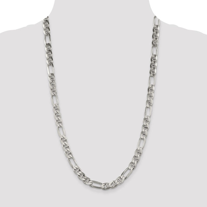 Buy Stylish 8.25mm Sterling Silver Figaro Anchor Link Chain - Affordable Luxury-4