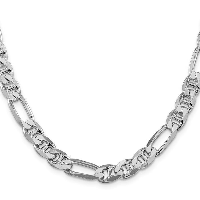 Buy Stylish Rhodium-Plated Sterling Silver 8.25mm Figaro Anchor Chain - Luxury Value!-2