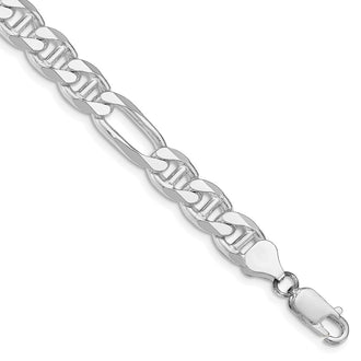 Buy Stylish Rhodium-Plated Sterling Silver 8.25mm Figaro Anchor Chain - Affordable Luxury!