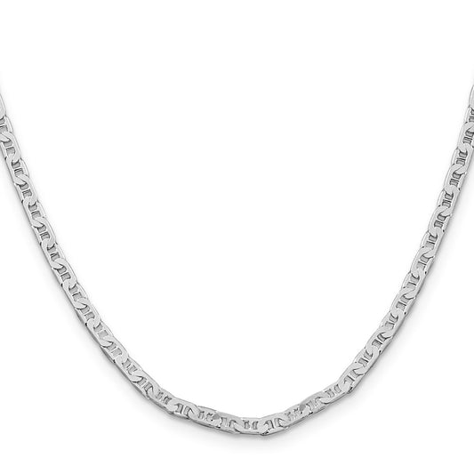 High-Quality Rhodium-Plated 3mm Flat Anchor Chain in Sterling Silver - Stylish Value!