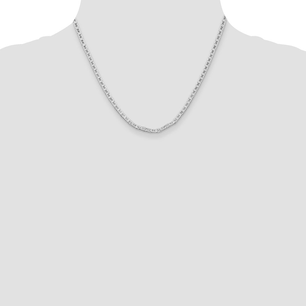High-Quality Rhodium-Plated 3mm Flat Anchor Chain in Sterling Silver - Stylish Value!