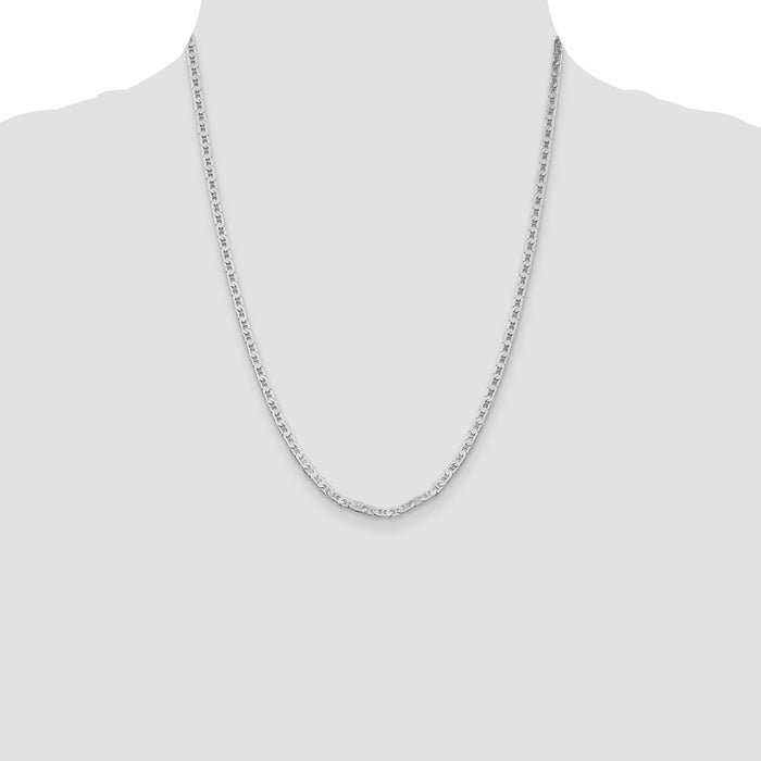Designer Rhodium-Plated 3mm Flat Anchor Chain in Sterling Silver - Affordable Luxury-4