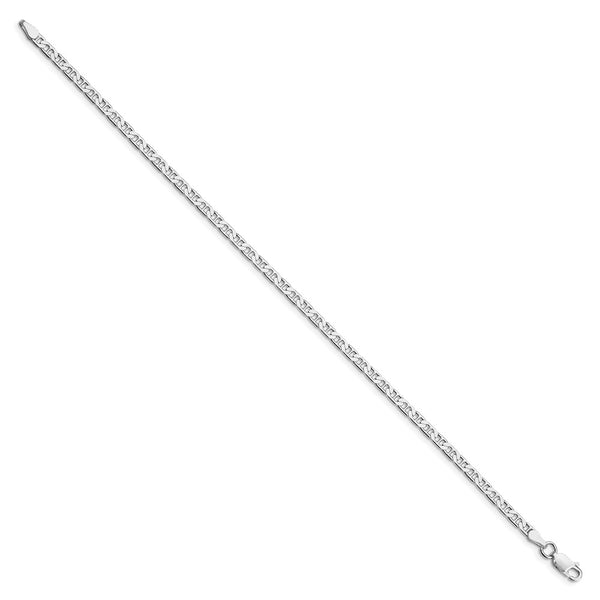 Rhodium-Plated Sterling Silver 3mm Anchor Chain Anklet