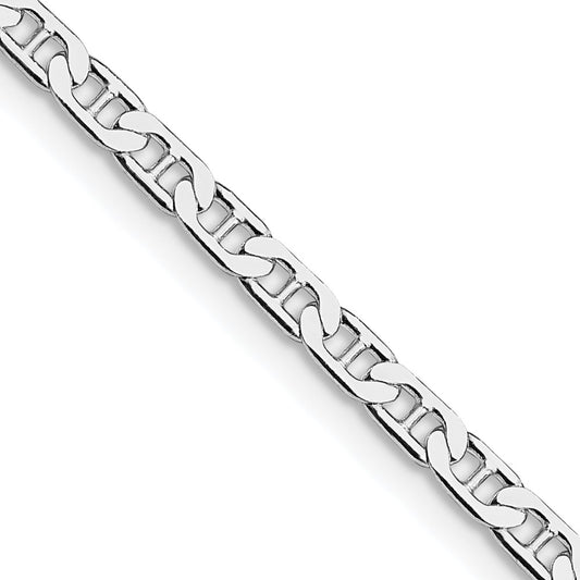 High-Quality Rhodium-Plated 3mm Flat Anchor Chain in Sterling Silver - Stylish Value!