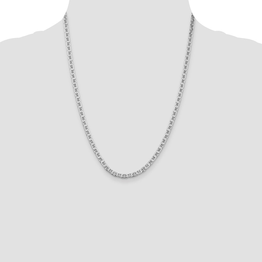 Buy Stylish Rhodium-Plated Sterling Silver 3.75mm Flat Anchor Chain - Affordable Elegance