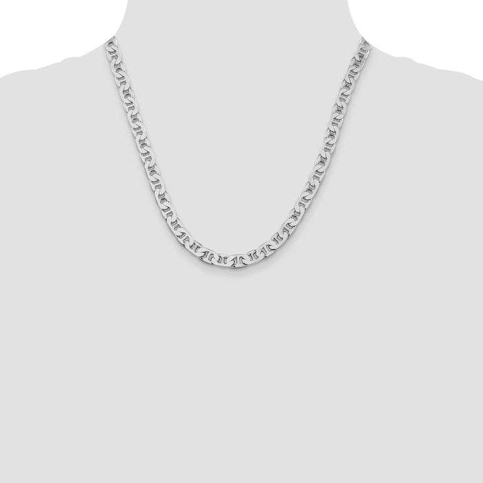 Buy Stylish Rhodium-Plated Sterling Silver 6.5mm Flat Anchor Chain - Affordable Quality-4