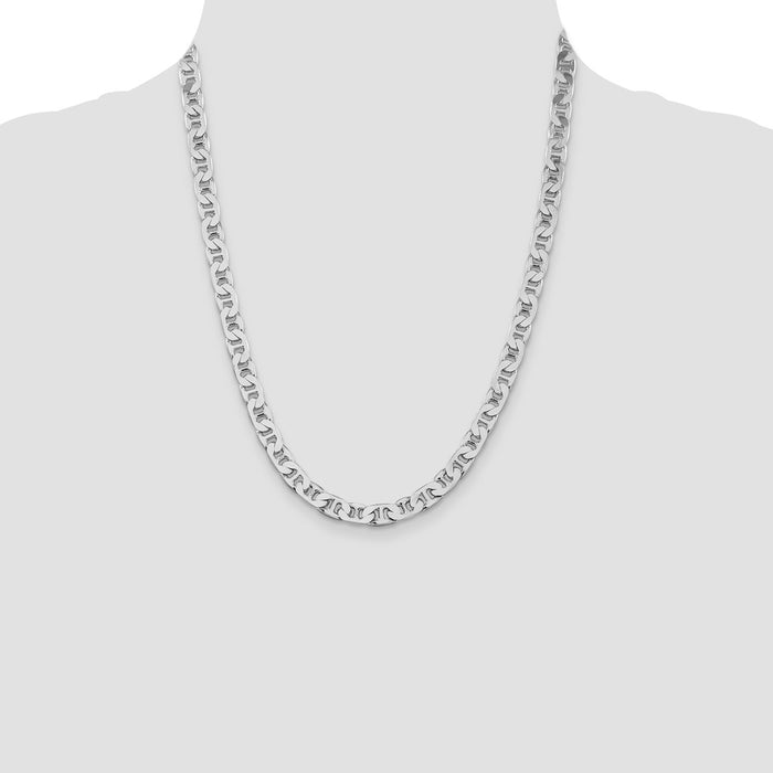 Buy Stylish Rhodium-Plated 6.5mm Sterling Silver Flat Anchor Chain-4