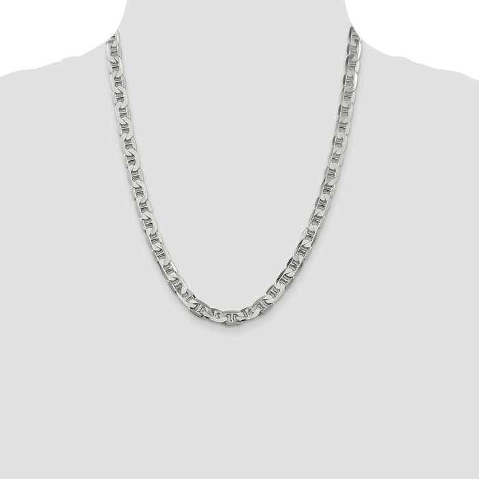 Buy Stylish 7mm Flat Anchor Chain in Sterling Silver - Luxury Value Jewelry-4