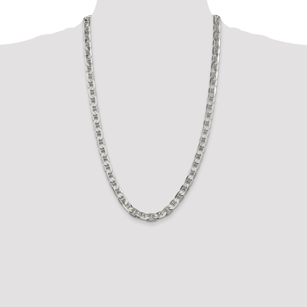 High-Quality 7mm Flat Anchor Chain in Sterling Silver | Affordable Luxury