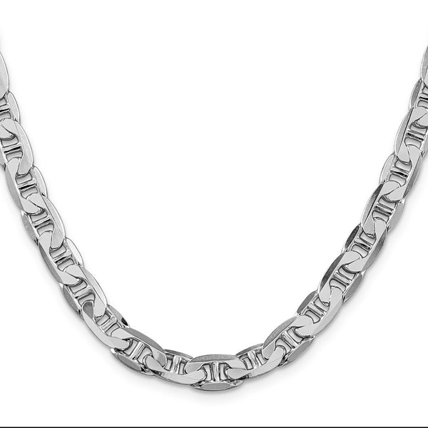Rhodium-Plated 7mm Flat Anchor Chain in Sterling Silver - Style GR1-1030405