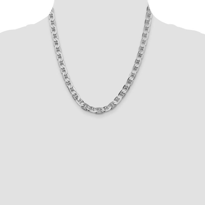 Buy Stylish Rhodium-Plated Sterling Silver 7mm Flat Anchor Chain - Affordable Luxury-4