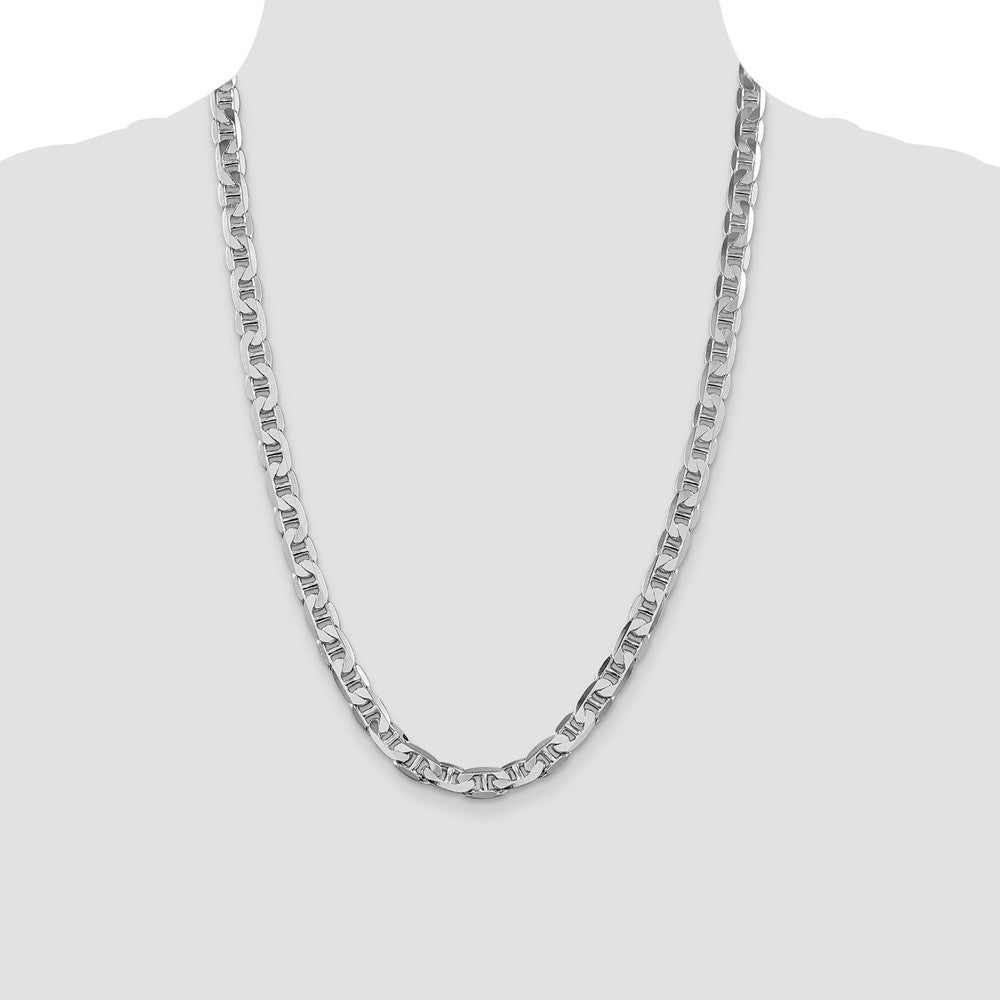 Buy Stylish 7mm Rhodium-Plated Flat Anchor Chain in Sterling Silver