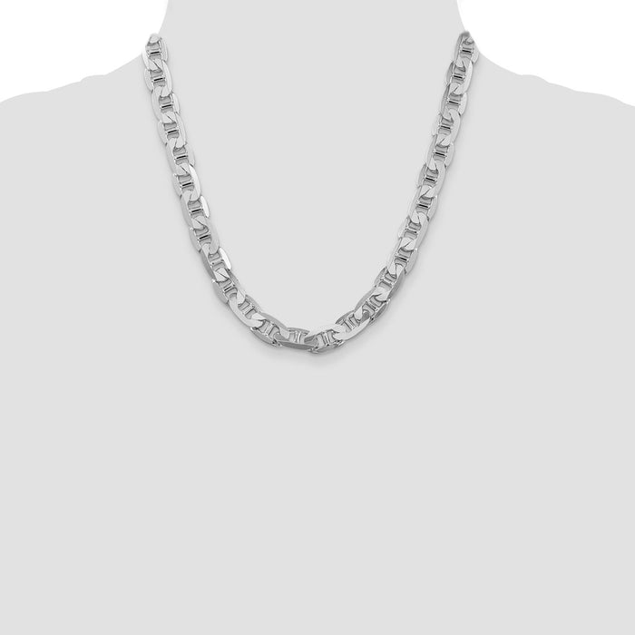 Buy Stylish Rhodium-Plated Sterling Silver 9.5mm Flat Anchor Chain - Affordable Luxury-4