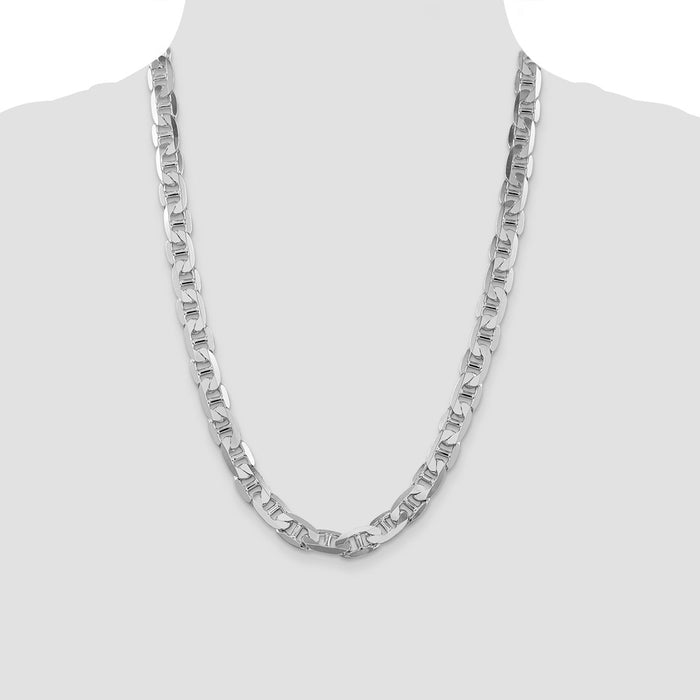 Buy Exclusive Rhodium-Plated Sterling Silver 9.5mm Flat Anchor Chain - Stylish Value!-4