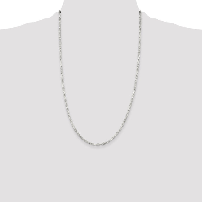 High-Quality 2.9mm Diamond-Cut Long Link Cable Chain in Sterling Silver-4