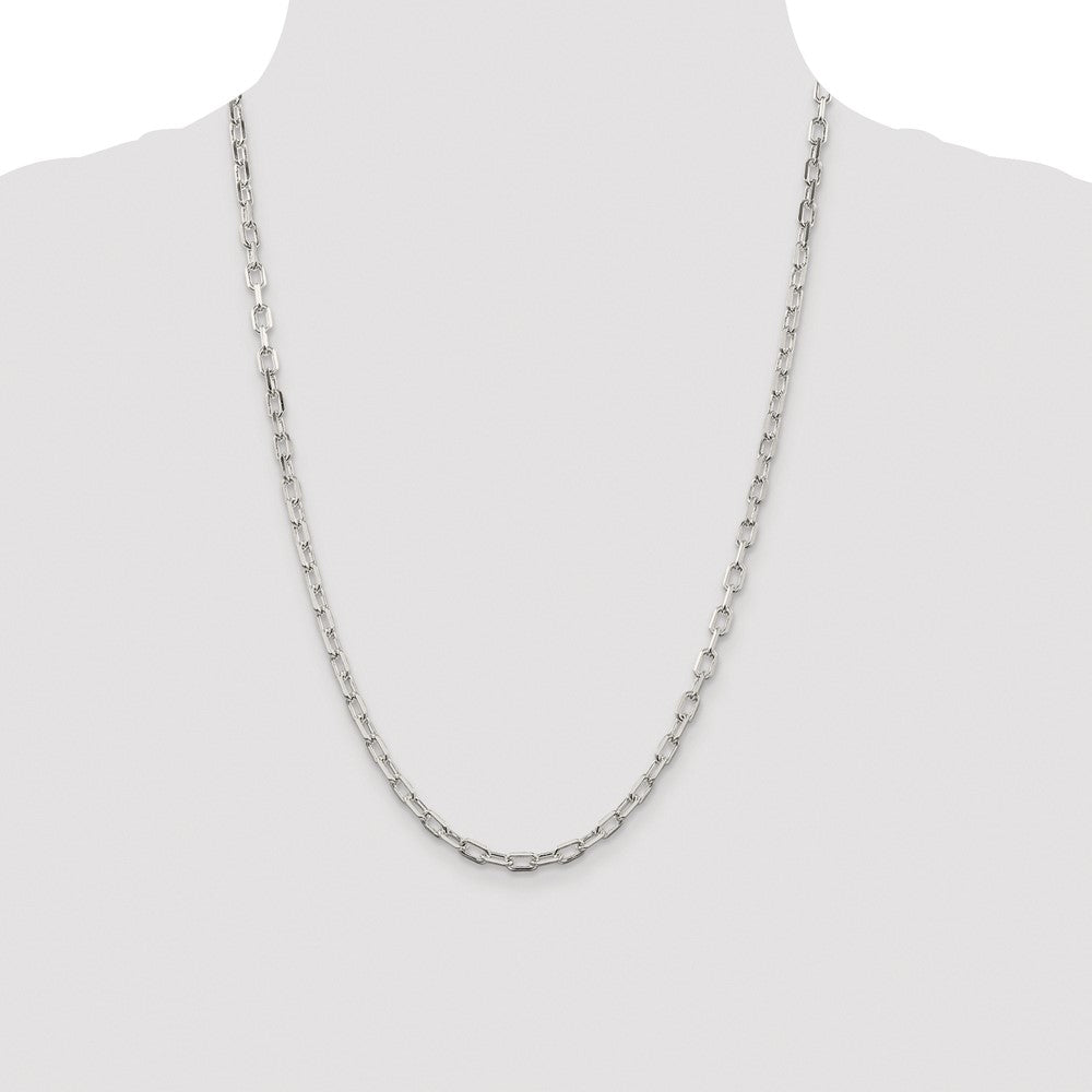 Buy Stylish 4.5mm Diamond-Cut Long Link Cable Chain in Rhodium-Plated Silver