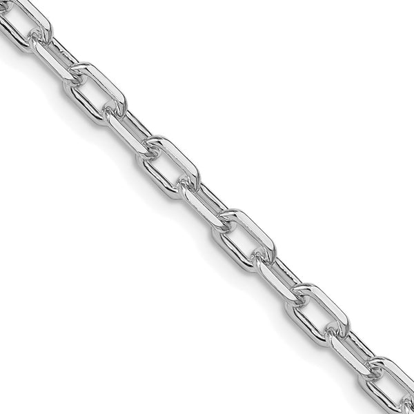 4.5mm Diamond-Cut Long Link Cable Chain in Rhodium-Plated Silver